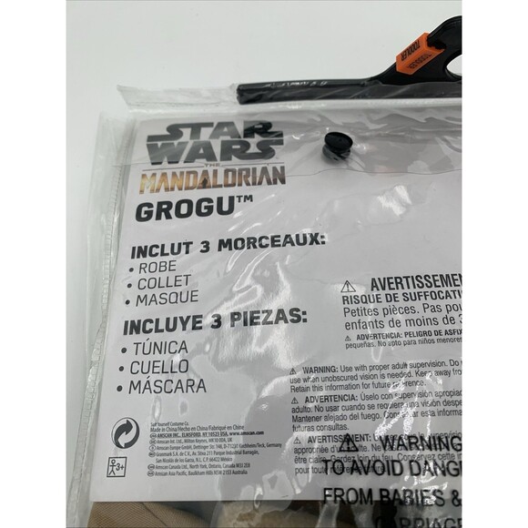 Grogu The Mandalorian Star Wars Toddler 3-4 3T 4T Cosplay Costume Robe Mask New - Picture 5 of 5